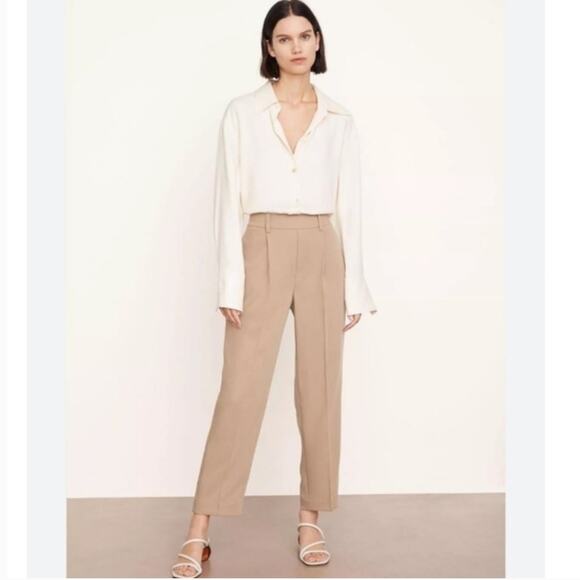 Vince Pull-On Tapered Trouser Pants Sandshell Cropped Elastic Waist XL